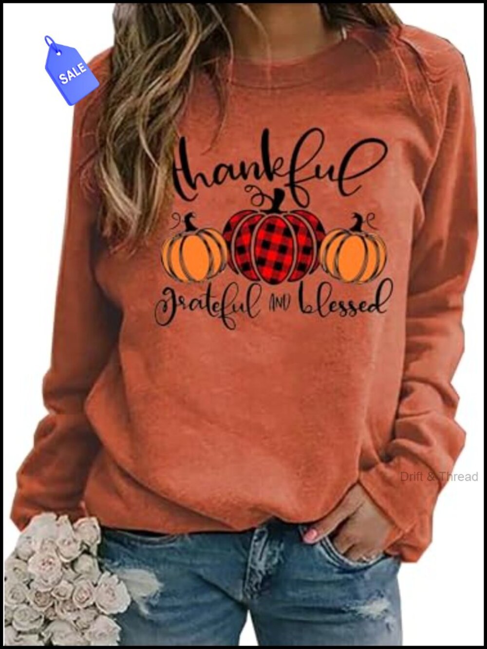 Women Fall Pumpkin Sweatshirt Long Sleeve Pullover Thanksgiving Crew Neck